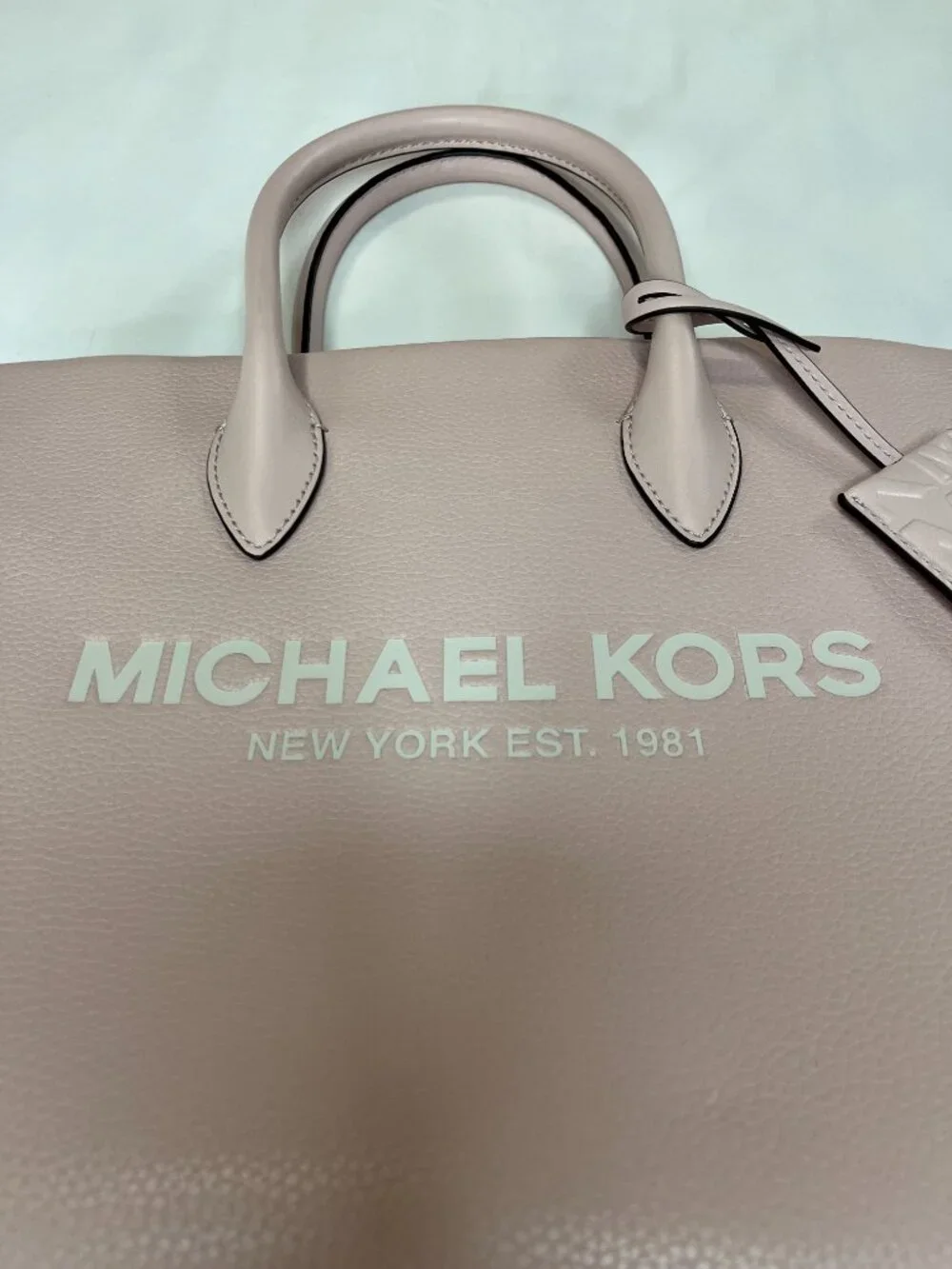 Michael Kors Mirella Medium Pebbled Leather Shoulder Tote Bag in Powder Blush